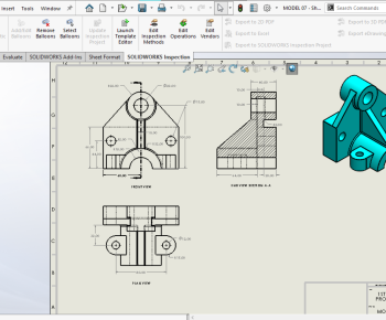 2D engineering drawing of mechanical parts