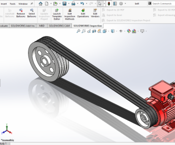 3D model of a V-belt and Motor