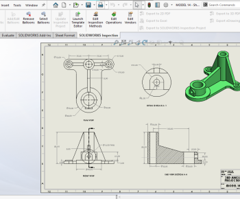 D engineering drawing of mechanical parts
